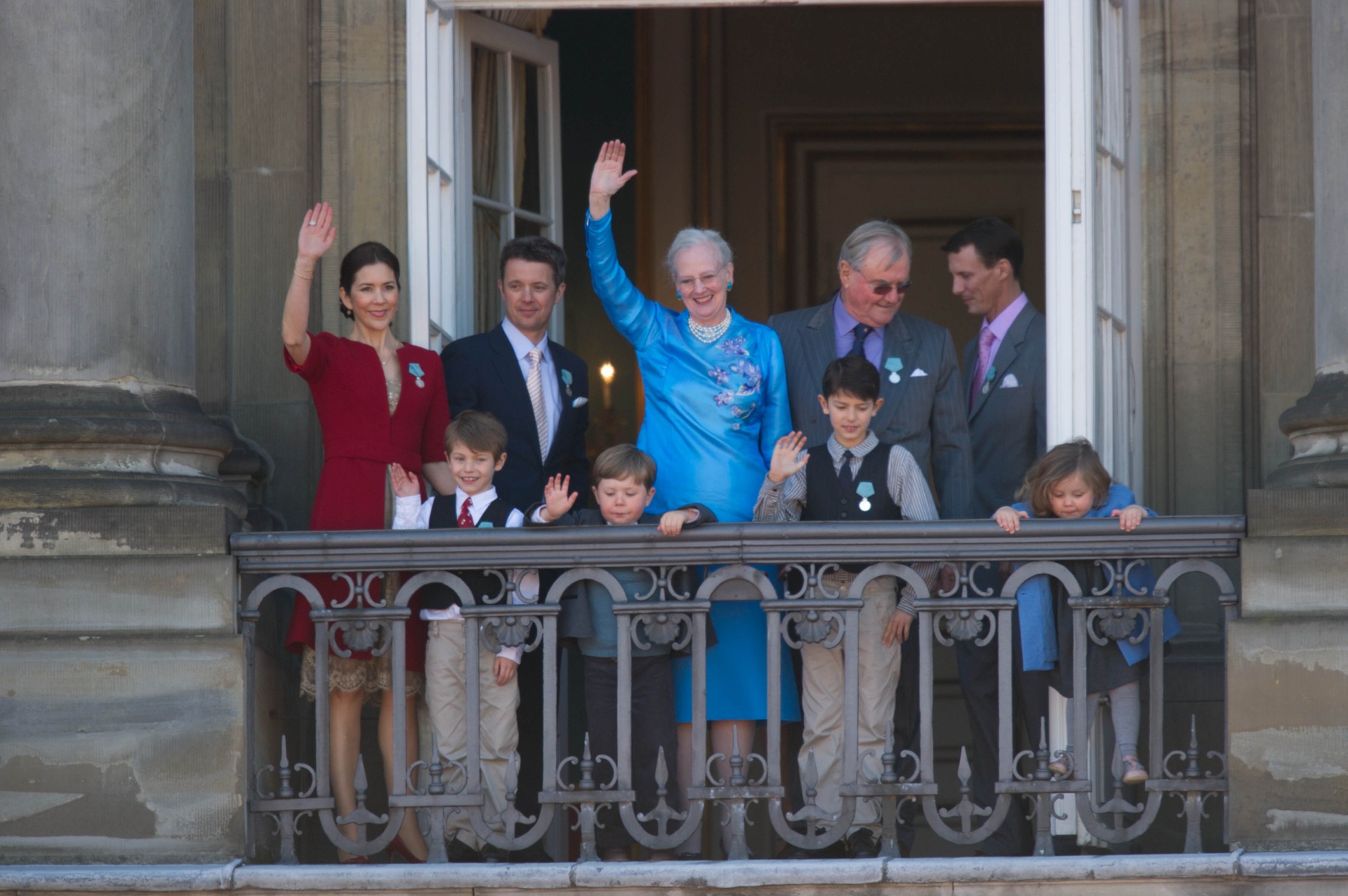 La famille royale danoise lors du 70e anniversaire de la reine, le 16 avril 2010.