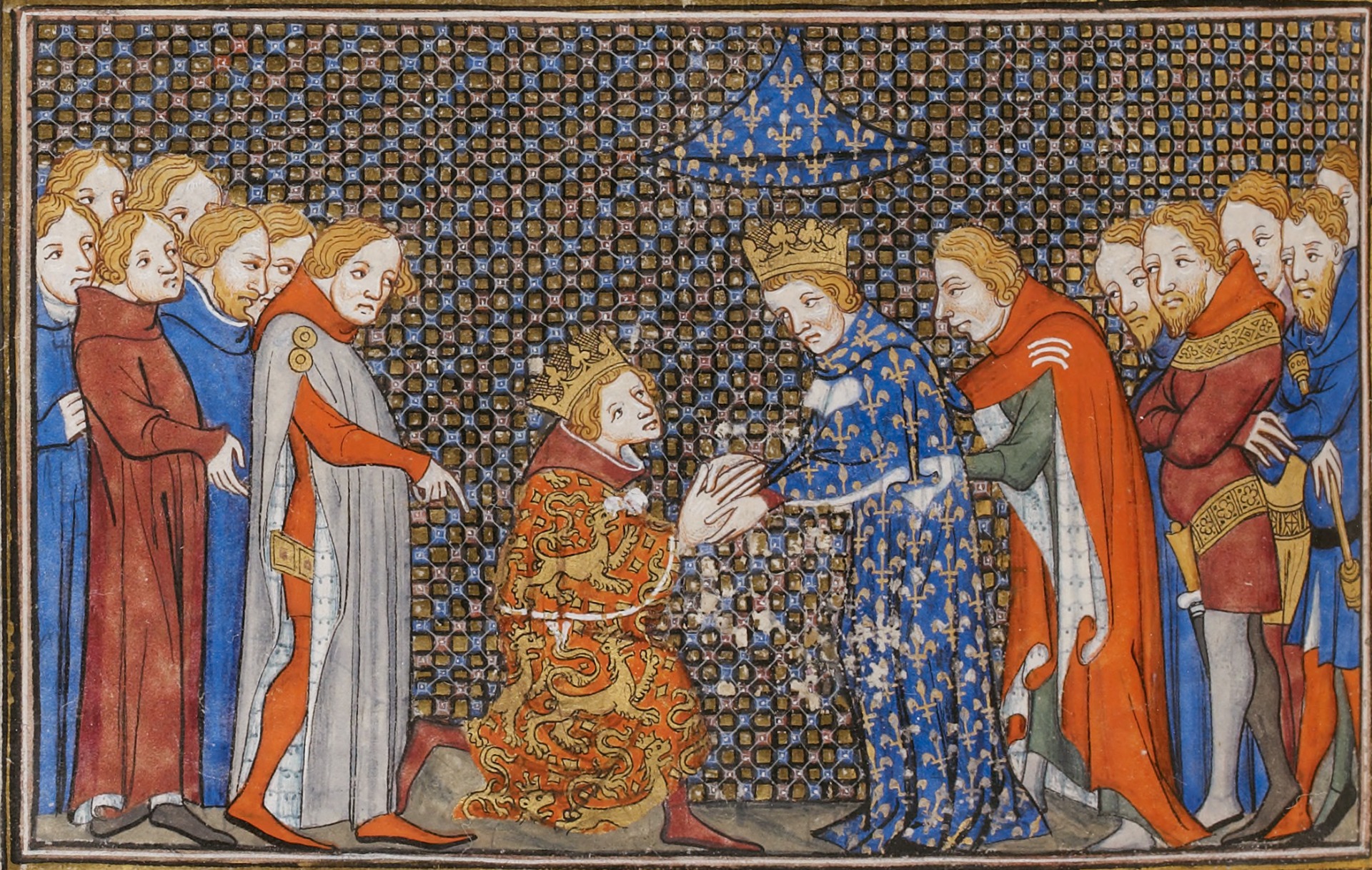 Hommage d'Édouard III en 1329, Chroniques de Jean Froissart, Paris, Bibliothèque nationale de France. Domaine Public